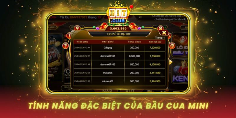 Bầu Cua Mini - Trò Chơi Dân Gian Hấp Dẫn Tại HitClub 2 Tinh Nang Dac Biet Cua Bau Cua Mini